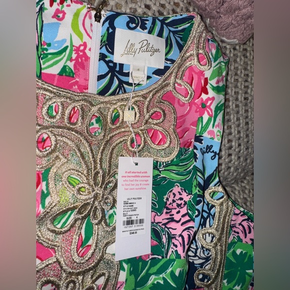Lilly Pulitzer Edita Maxi Shift Dress Party Punch Patch new - Picture 5 of 7